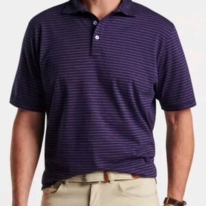 Peter Millar Crown Pilot Mill Cedar Navy Stripe Mens Pima Cotton Polo Shirt XL